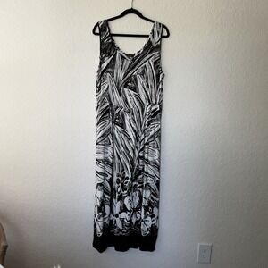 Jams World Maxi Dress XL Black White Sleeveless 50 Years Tropical Janice Pockets